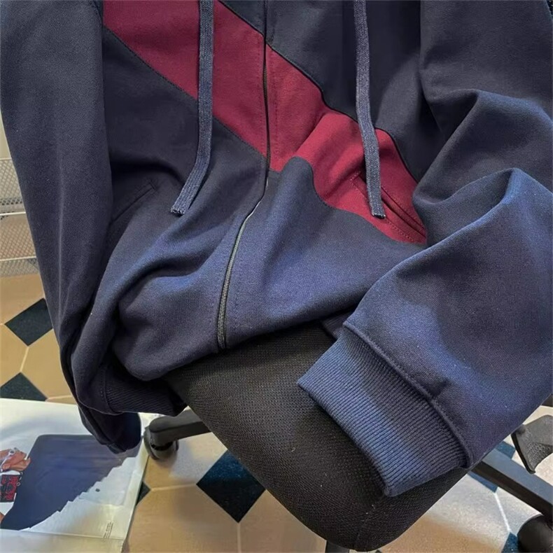 694-P54美式重磅解构连帽卫衣秋冬潮牌设计拼接宽松高街开衫,男装卫衣,电商B323A
