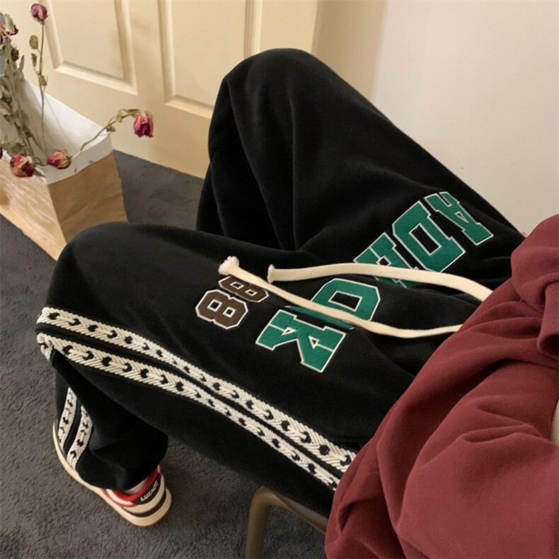 冬季双面摇粒绒刺绣织带束脚休闲裤黄门景XZ604-KP86-P65控78,男装休闲裤,星座604