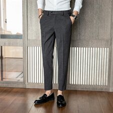 A106新款男士休闲西裤长裤加厚秋冬毛呢料-灰色-备货充足，男装西裤，电商A211
