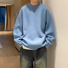 纯色毛衣秋冬cleanfit针织衫美式慵懒风宽松圆领外套6204-P42网图，男装针织衫/毛衣，电商B245