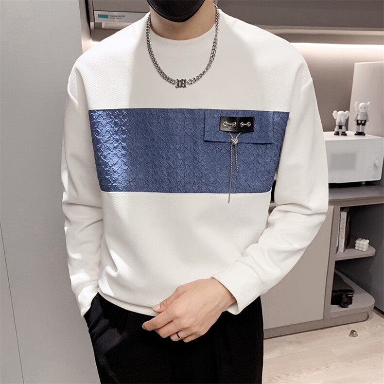 白色2023秋装社会小伙修身圆领卫衣男潮W6303-P58控价78,男装卫衣,电商A108