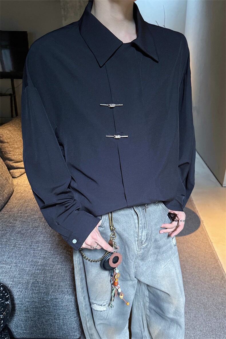 CS1153-特P40控78秋季新款垂感佳新中式衬衫宽松衬衣大码男,男装衬衫,电商A059