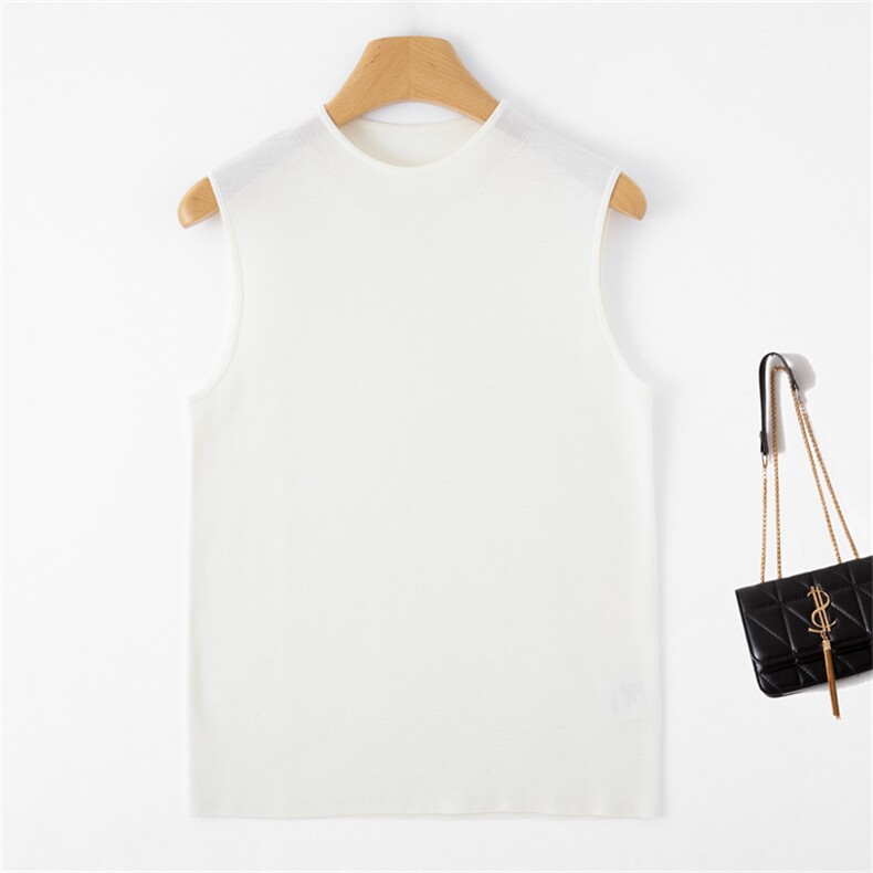 经典纯色新款潮流时尚亲肤半高领背心可外穿羊毛吊带背心，女装背心吊带，润匹羊绒