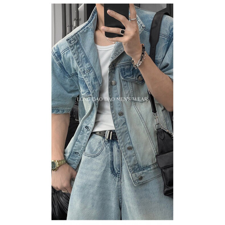 自产现货冰川蓝牛仔衬衫套装1005-FDCC07衣服P88裤子P78套装P166,男装衬衫,星座1005