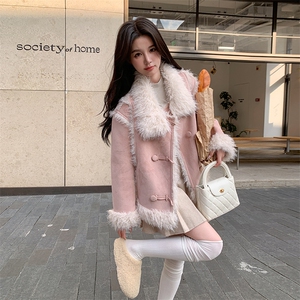 现货主推皮毛一体加厚粉色翻领210-6361-P195-K288图片