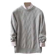 2024年秋季纯色长袖羊毛时尚都市套头针织衫，男装羊毛衫，德晨羊绒