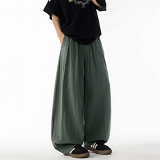 8XL-M亚麻弯刀裤直筒阔腿裤子男夏季宽松大码运动灯笼裤KZ068P60，男装休闲裤，电商B312