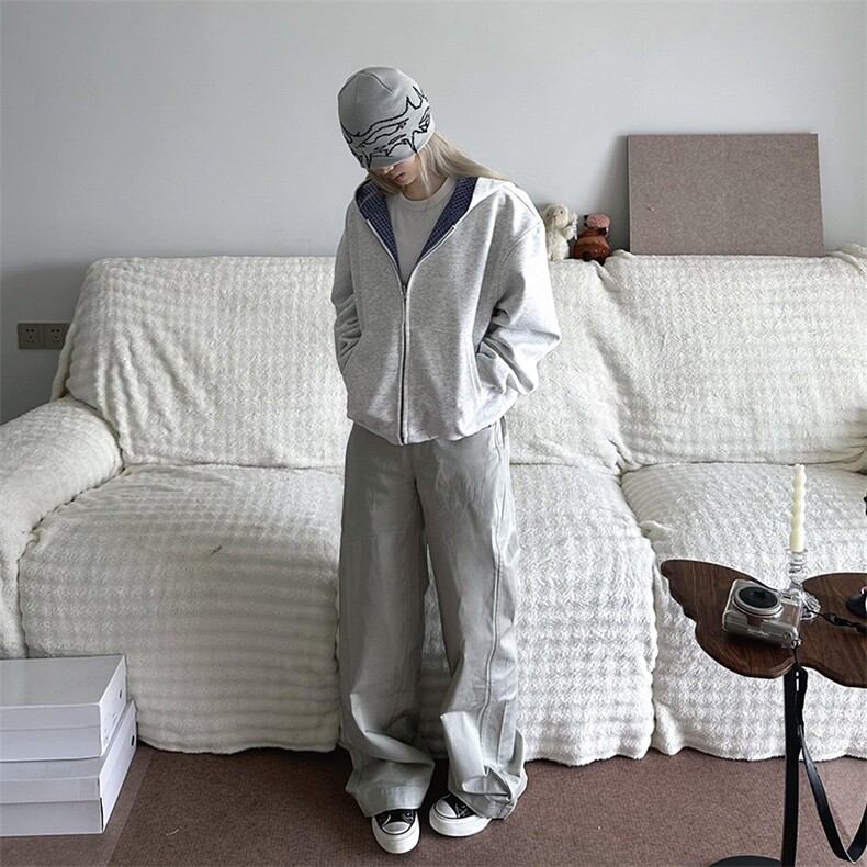 抖音得物高品质二开26春季美式潮牌两面穿连帽卫衣开衫男女外套，女装短外套，电商A486