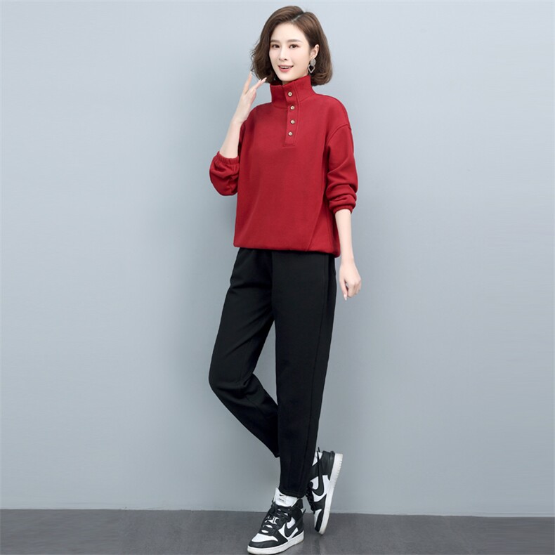 套装加绒运动套装女休闲时尚春秋卫衣洋气品牌减龄两件,女装套装/套裙,涵誉