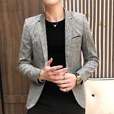 西装男韩版潮流上衣修身小西装帅气男士西服休闲格子外套，男装西服，星座509