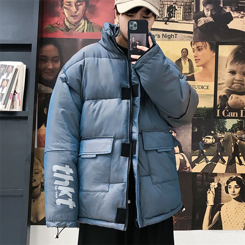 2025新款港风亮面反光变色棉衣棉袄立领面包服棉服3367-P80控138,男装棉衣,星座207
