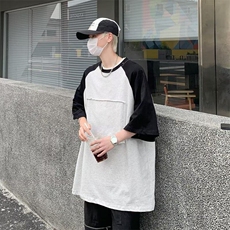 重磅拼色不规则圆领短袖T恤男加肥加大码潮胖子运动简约宽松夏装，男装T恤，星座506