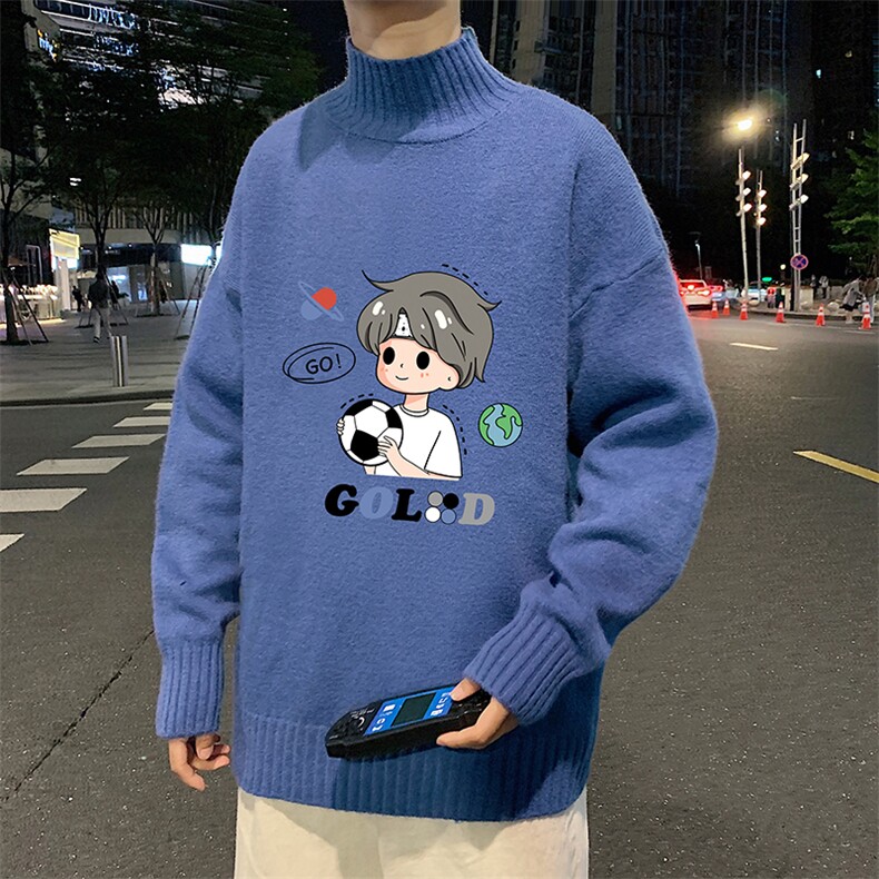 M18207-P45加绒款-P65半高领毛衣男士大码针织衫男毛线衣男,男装针织衫/毛衣,电商A040