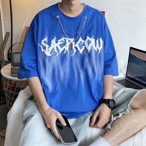 夏季扎染潮牌ins情侣休闲半袖上衣潮设计感短袖男T1077-P30,男装T恤,星座512-2