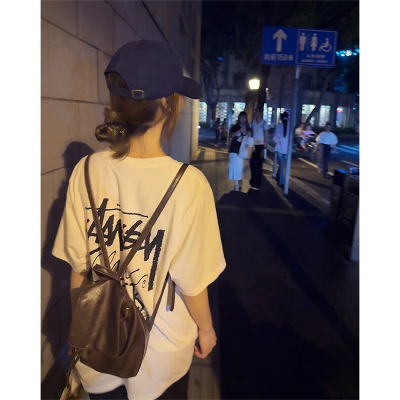 抖音得物 210克现货宽松纯棉美式潮牌印花落肩袖纯棉T恤AT21116图片