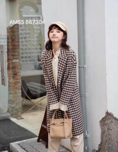 格子大衣，女装，AMSS 艾玛莎莎