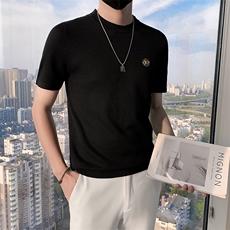 秋针织纯色短袖半圆领T恤男内搭上衣毛衣打底衫301A-1/M02/P48，男装T恤，星座301A-1