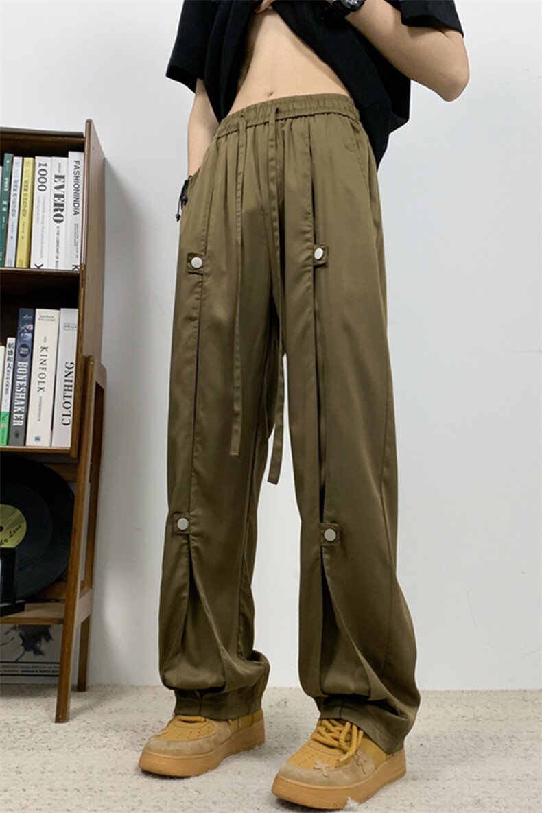 美式高街hiphop冰丝铆钉纽扣冰凉情侣百搭裤K611p55,男装休闲裤,电商D315A