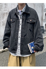 港风秋季新款外套宽松韩版上衣简单百搭休闲牛仔夹克男JK206/P55，男装夹克，电商D202-1