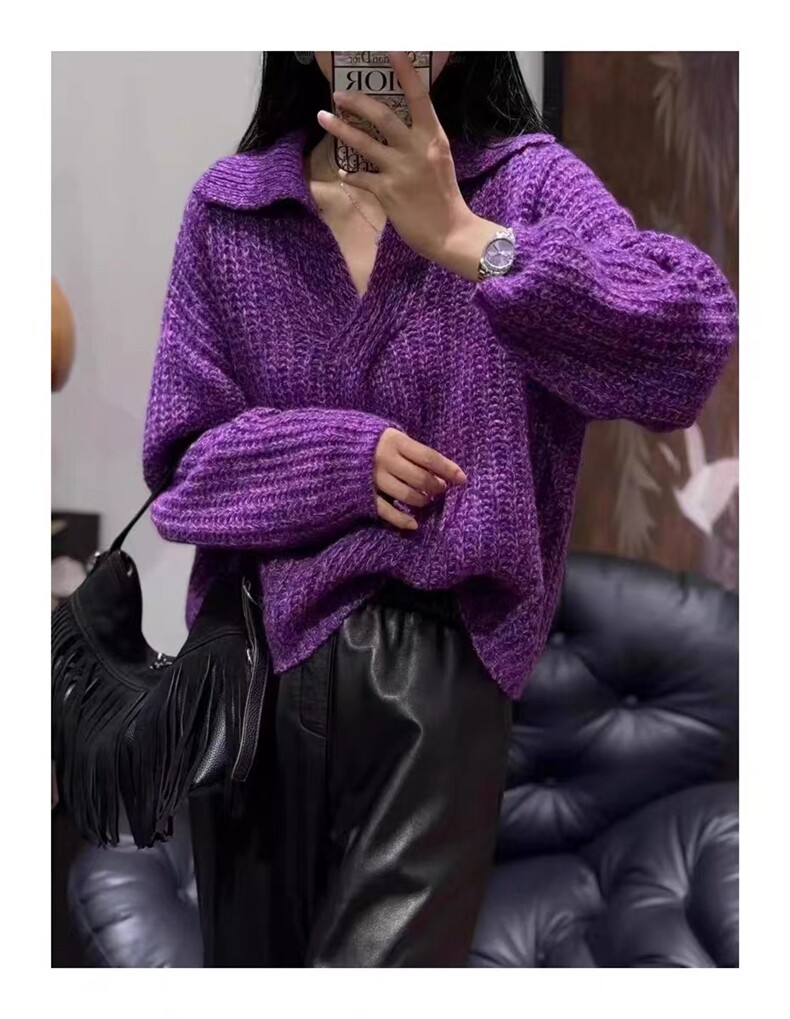 时尚百搭女士安迪绒金丝线圆领秋冬上衣显瘦保暖长袖针织衫，女装针织衫/毛衣，多娇羊绒