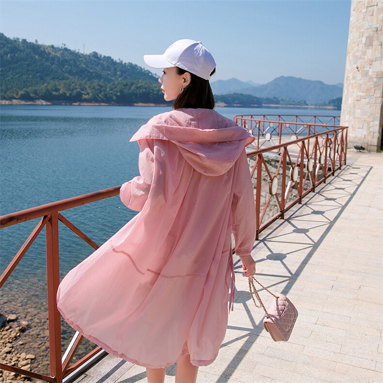时尚防晒衣女中长款2025夏季新款百搭防晒服长袖薄款外套,女装防晒衣,可可小西