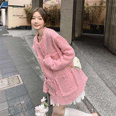 【现货主推】2024粉洋气宽松小香风外套2C372-8038-P155控208，女装短外套，2C372