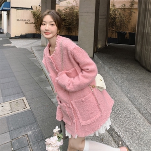 【现货主推】2024粉洋气宽松小香风外套2C372-8038-P155控208图片