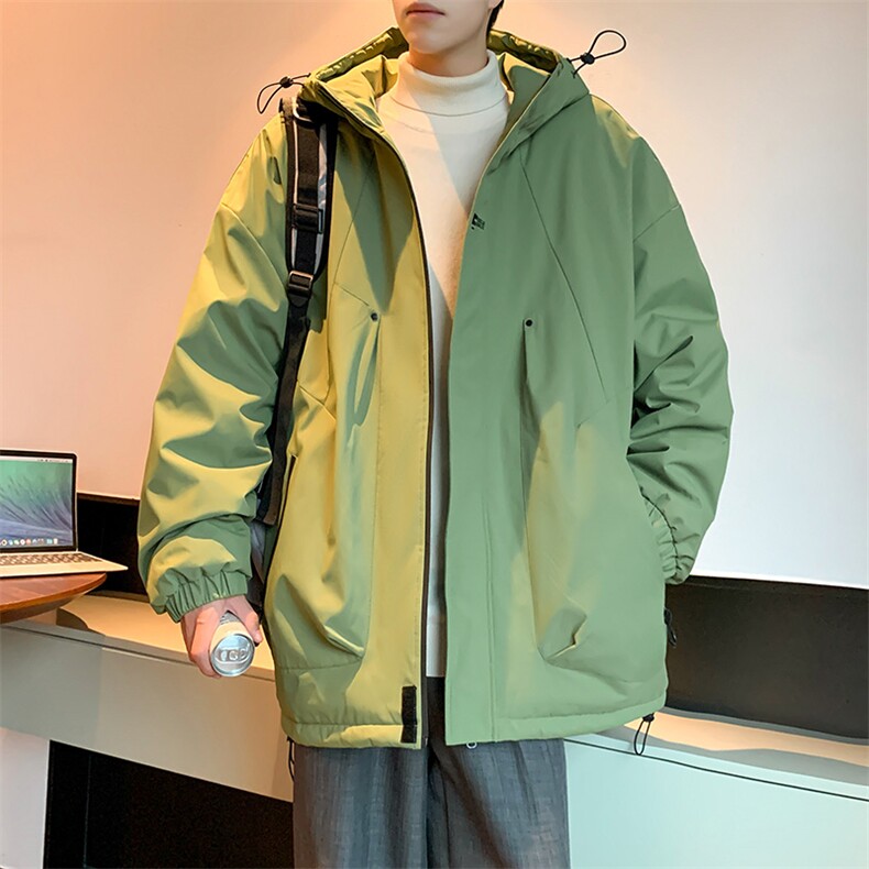 NY745P90港风二开宽松冲锋衣棉衣工装夹克百搭落肩简约上衣外套,男装夹克,星座1204-3