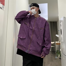 翻领拉链夹克男生潮牌衣服宽松学生休闲工装外套JK240P85，男装夹克，星座410-2