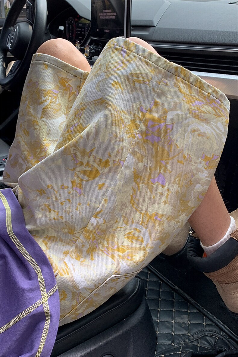 特批P32无差价扎染花裤衩男大码休闲沙滩直筒五分牛仔短裤ND5317,男装休闲裤,电商A001-1