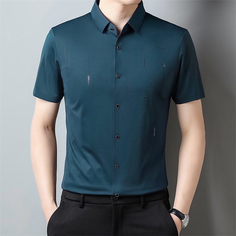 H23988钱塘2020-3夏季新款男士时尚薄款短袖衬衫休闲百搭衬衣P70,男装衬衫,钱塘207-3