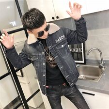 1可卸毛领刺绣牛仔衣加绒棉服社会小伙男棉衣外套C301B-NZ08，男装棉衣，电商C301B