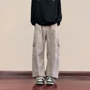 春秋ins韩版多口袋休闲工装裤男潮重磅宽松阔腿长裤子YD00740/P55图片