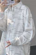 男士夏季冰丝透气速干透气长袖衬衫美式宽松扎染双门禁西装衬衫，男装衬衫，电商B319