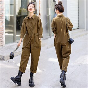 时尚显瘦工装连体裤女春季新款宽松休闲长裤气质百搭潮流女装，女装连体裤，秋水欣儿