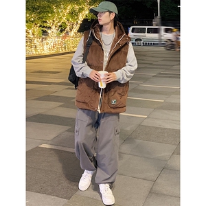 冬款加棉加厚连帽棉服宽松马甲背心棉衣外套男士 8130-P95控价118图片