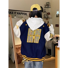 网图有货美式撞色拼接刺绣夹克外套男女宽松情侣棒球服A990-P45，男装夹克，星座1505