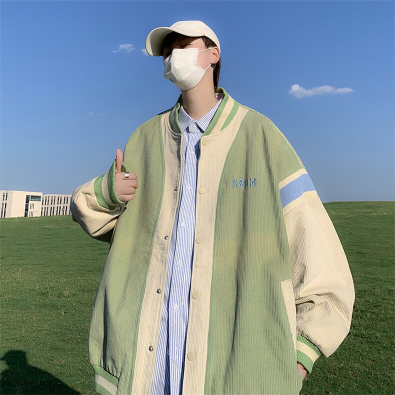 春秋季韩版宽松字母刺绣夹克棒球服撞色灯芯绒外套男W5914-P59,男装夹克,星座512-2