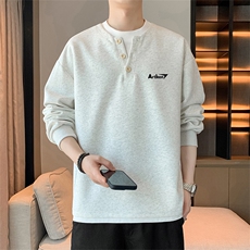 假两件卫衣亨利领t恤男款cleanfit美式复古长袖WY0553-P50，男装T恤，星座308B-2