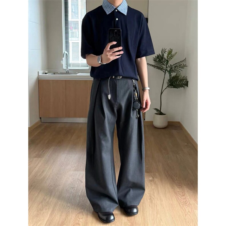 现货立体工字褶A字廓形弯刀西裤男美式宽松休闲直筒裤LZ3711-p50,男装西裤,星座1008