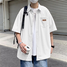日系五分袖春夏季新款衬衫潮流慵懒男方领宽松型衬衫ED25P28，男装衬衫，星座1116-2