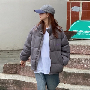 A466-P98 刺绣麂皮绒棉服面包服港风上衣情侣男女上衣图片