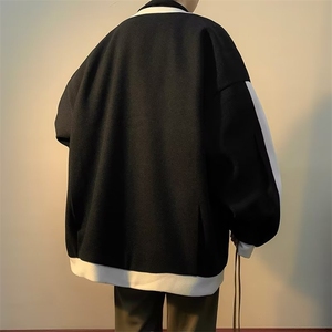 单排扣新款港风流行男双层毛呢大衣M7717P75图片