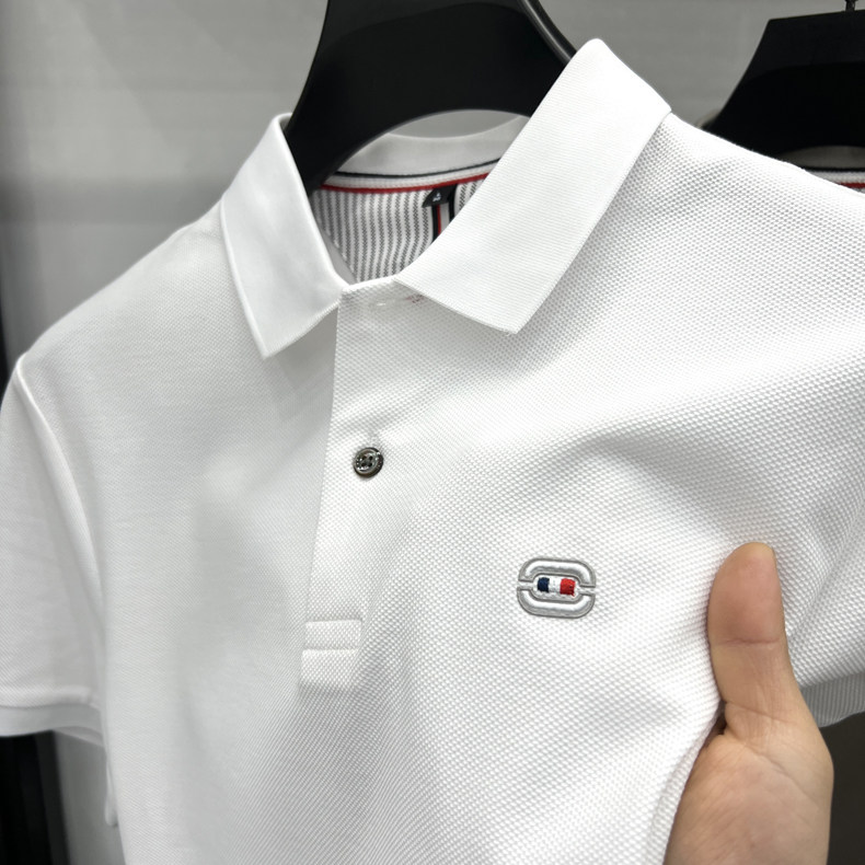 夏季新款男士短袖丝光棉POLO杉高档轻商务翻领百搭中年爸爸装,男装T恤,电商B212（原钱塘6029）