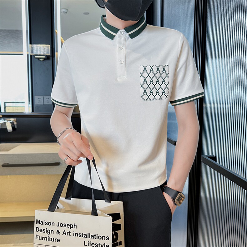 主推款2025夏季T恤翻领Polo衫新款潮流时尚翻领口袋设计T0288-P48,男装T恤,电商D342