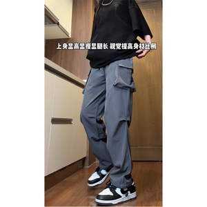 深度库存2026春装新款中性风垂感冰丝裤休闲裤宽松工装裤K259-P38图片