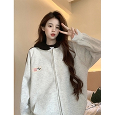 EE080-P65卫衣男女情侣薄款2024拉链开衫外套连帽女装上衣200斤，女装短外套，星座911-3