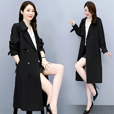 现货2023春季时尚简约大方气质优雅收腰休闲修身百搭潮流风衣外套，女装风衣，三木叶子