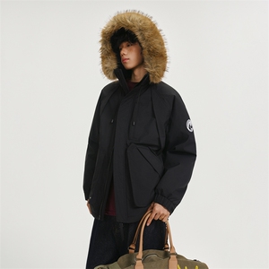 CC929-P130 冬季工装棉衣可拆卸毛领连帽棉服情侣户外防风外套图片