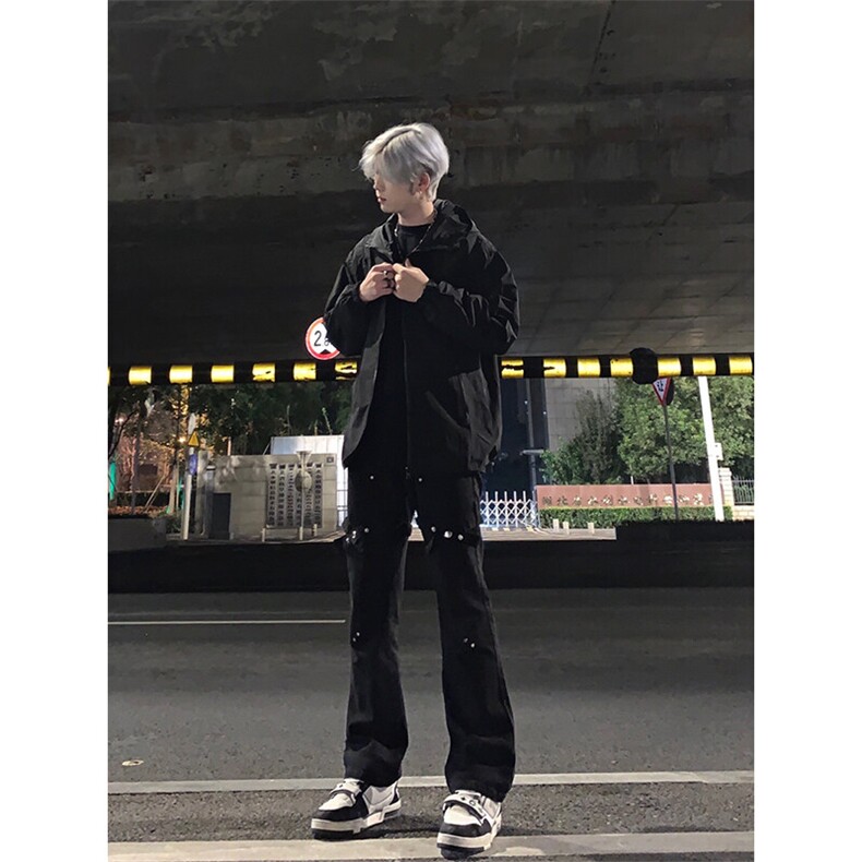 档口签约模特请档口勿盗图交叉绑带牛仔裤微喇叭裤,男装牛仔裤,星座310A-4
